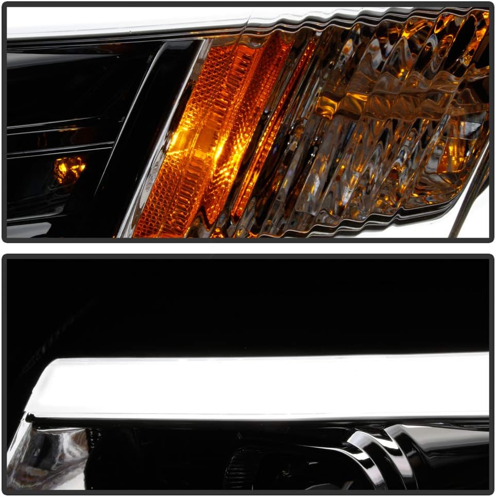 ACANII - For 2007-2010 Ford Edge LED Tube Chrome Housing Projector Headlights Headlamps Assembly Driver & Passenger Side
