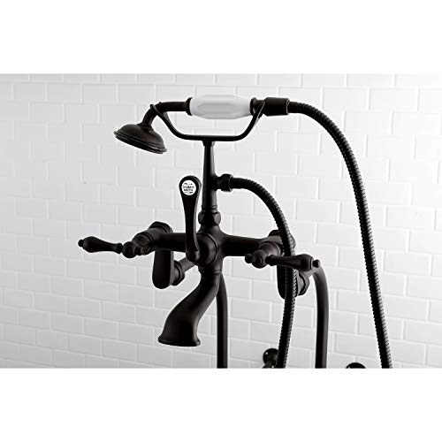 Kingston Brass CCK104T1 Vintage Tub Filler Combo with Lever Handle and Supply Lines, Polished Chrome