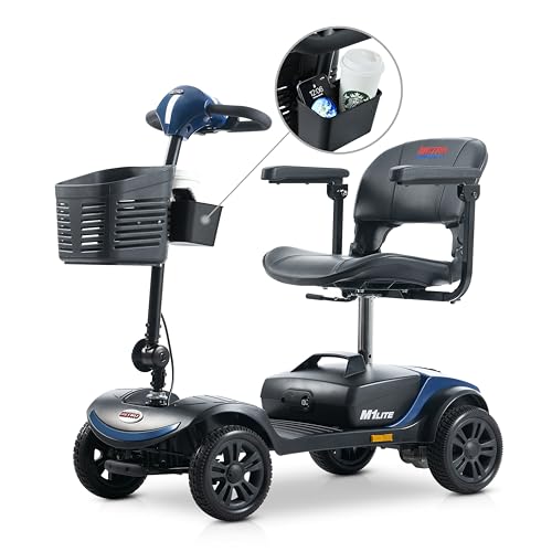 Folding Mobility Scooter for Seniors 4 Wheel Scooter for Adults Electric Scooter Compact for Travel - Electric Powered Wheelchair Device - Compact Heavy Duty Mobile (Purple)