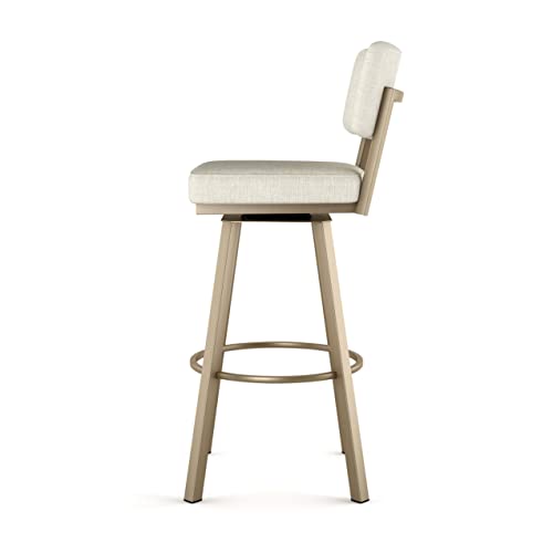 Amisco Alek 30.75 in. Swivel Bar Stool - Shiny Charcoal Grey PVC/Black Metal