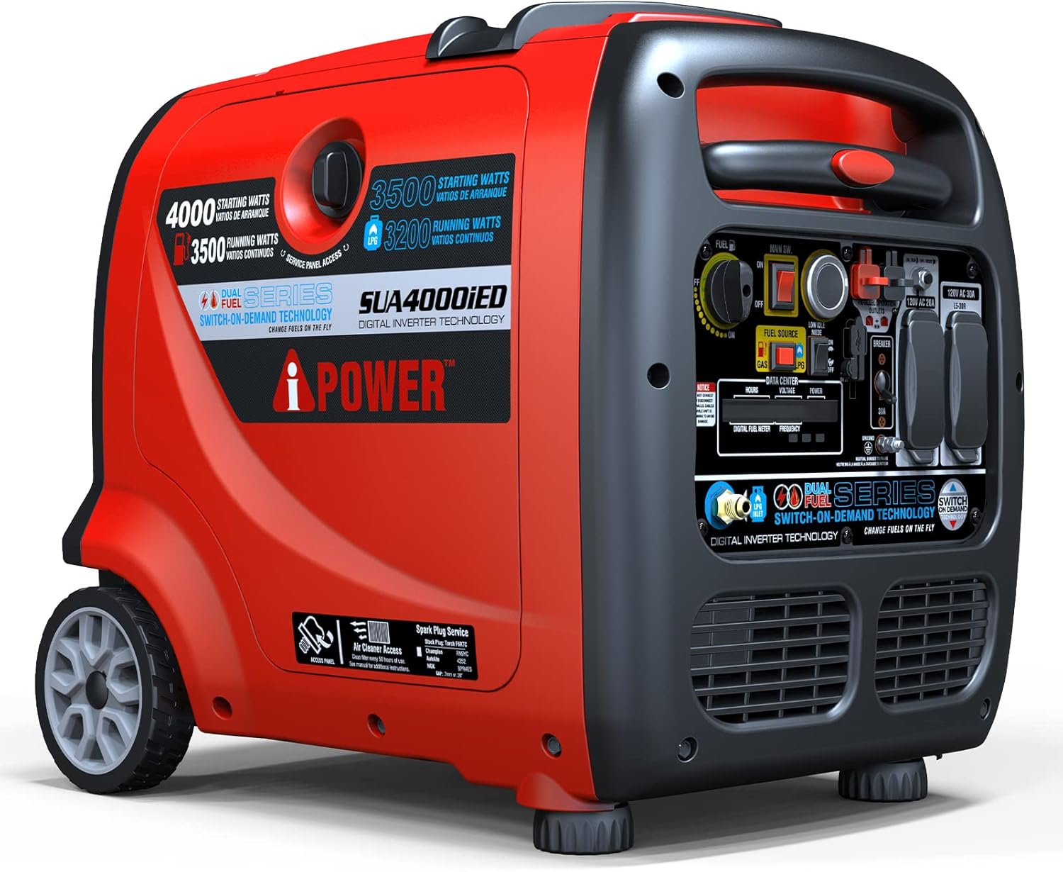 A-iPower SUA4000iED 4000 Watt Portable Inverter Generator Gas & Propane Powered, Small with Electric Start RV Ready for Camping, Tailgate, or Home emergency