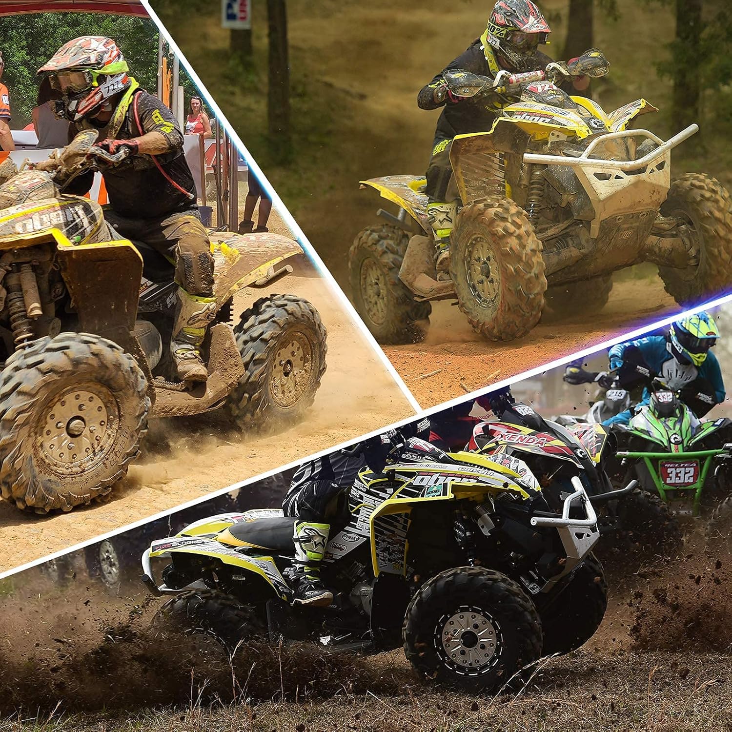 Set of 4 OBOR RIPLE ATV UTV Tires 25x8R12 Front & 25x10R12 Rear, 6PR Professional GNCC Racing Tires, 25x8-12 & 25x10-12 All-Terrain Radial Utility ATV Mud Off-Road Tires