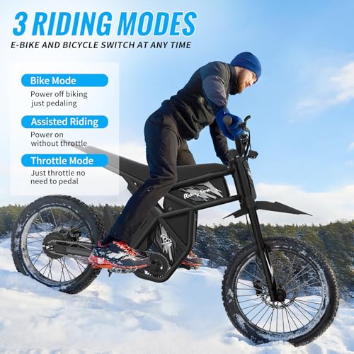 GT73 Electric Dirt Bike for Adults 2500W Electric Bike with 1747Wh(48V 18.2AH*2) Removable Batteries 37MPH/85Mile Range 25" x2" Motorcycle Tires Dual Hydraulic Brakes & Full Suspension