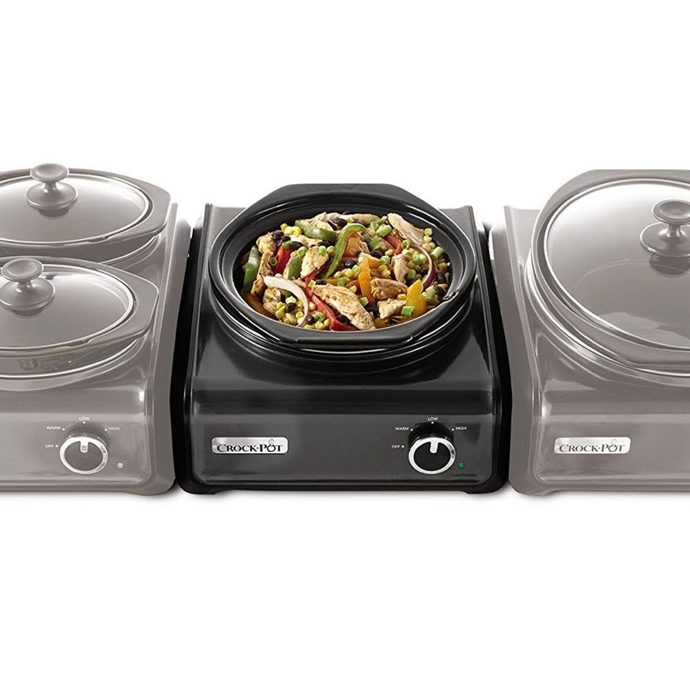 Crock-pot 2 PC Hook Up Connectable 2 qt Roundu0026 5 qt Oval Black SCCPMDPK25-CH