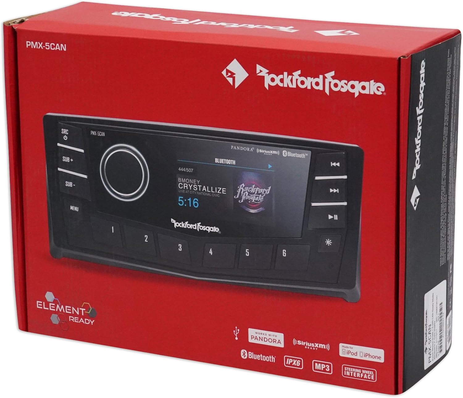 Rockford Fosgate PMX-5CAN 2.7" Marine Bluetooth Receiver+Wired Remote