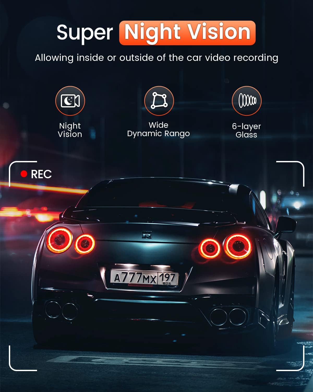 Dash Cam WiFi 2.5K Car Camera, Front Dash Camera for Cars with Night Vision, 24 Hours Parking Mode, WDR, Loop Recording, G-Sensor, 170°Wide Angle, APP, Support 360° Rotation
