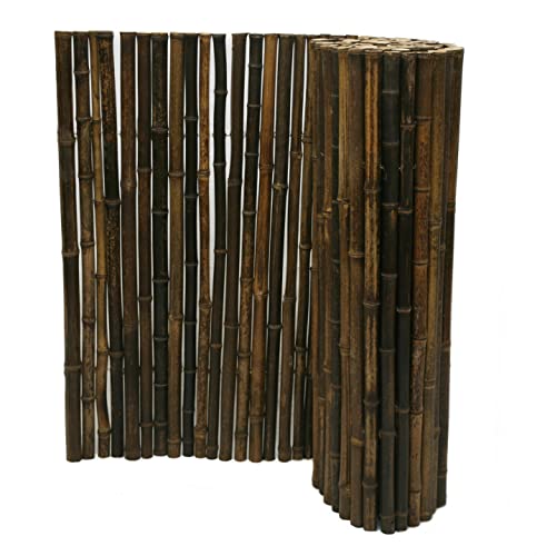 Backyard X-Scapes Natural Bamboo Fencing Garden Screen Rolled Fence Panel 6 ft H x 8 ft L Natural Black