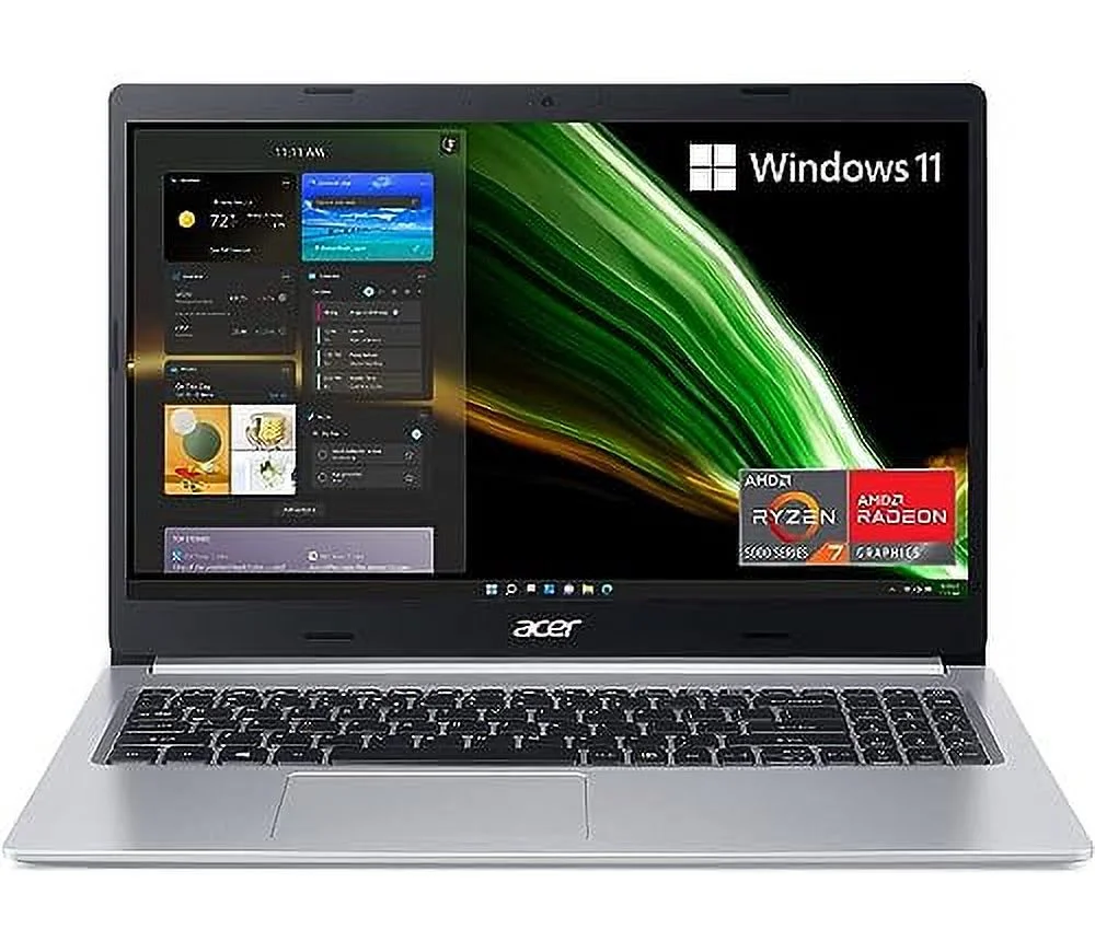 acer Aspire 5 A515 Slim Laptop 15.6" Full HD IPS (8-Core AMD Ryzen 7 5700U, 12GB RAM, 512GB PCIe SSD, AMD Radeon, Backlit KYB, WiFi 6, Bluetooth 5.2, HD Webcam, Win 11 Pro) with Dockztorm Hub