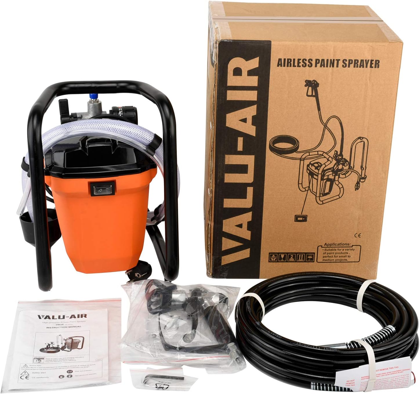 Valu-Air V8626 Airless Paint Sprayer 3000 PSI 5/8HP 650w Electric Powered with 25ft Hose for Interior Exterior Furniture/Fence/Home/House