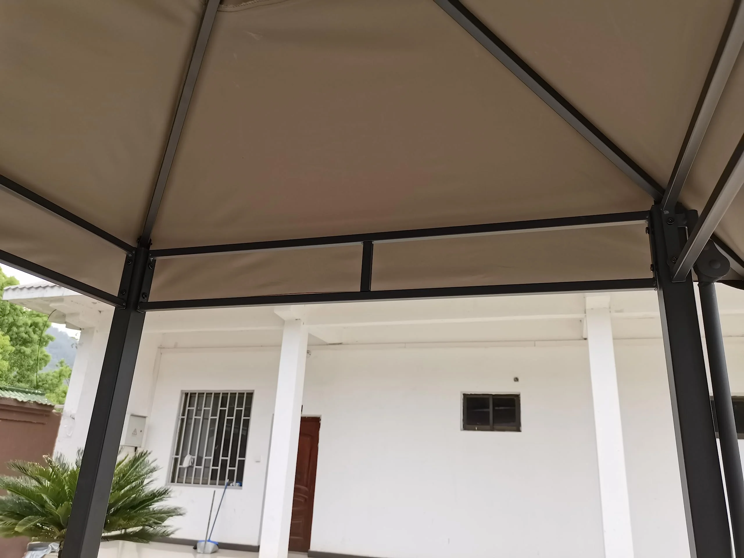 8'x4' Grill Gazebo Canopy, Grill Tent for Outdoor Grill, Double Tiered BBQ Gazebo with Two Extra Shadow, Two Shelves, Eight Hooks, Small Grill Shelter For Backyard, Patio (Light Brown)