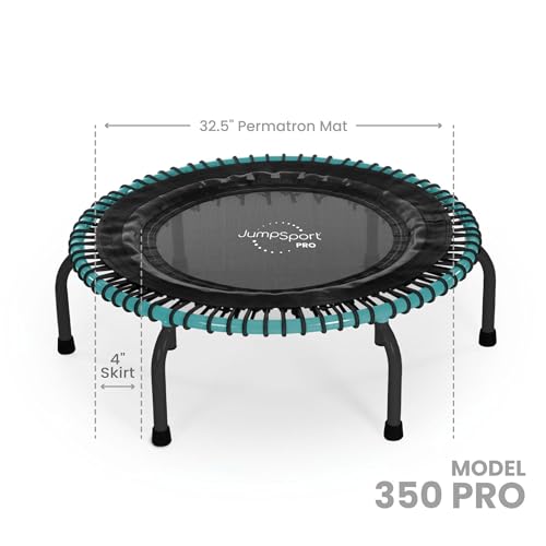 JumpSport 350 PRO Indoor Heavy Duty Fitness Trampoline, 39-inch | 36 Premium EnduroLast 4 Elastic Cords | Customized Bounce with 7 Settings | 300 lb Wt. Rating | 60-Day Free Trial to 350+ Videos