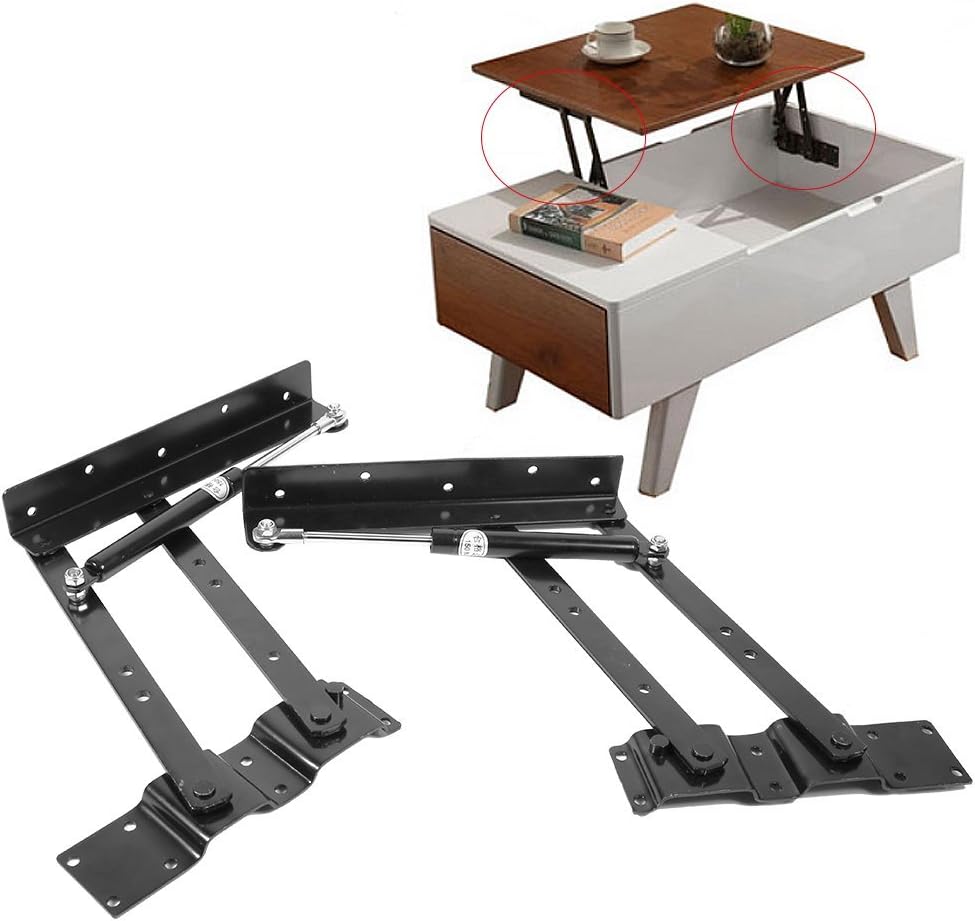 1 Pair Folding Lift up Top Furniture Hinge, Practical Lift Up Coffee Table Mechanism Hardware Fitting Hinge, Spring Standing Desk Frame