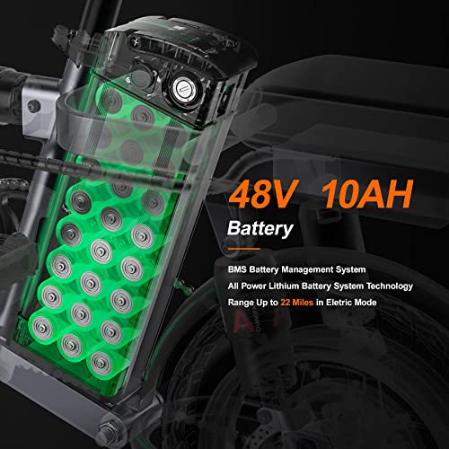 ENGWE T14 Mini Electric Bike for Adults Teens, 14" City Commuter Folding Ebike, 600W Motor 48V 10AH Battery Range 37Mile 20MPH Electric Bicycles Shock Absorptions Ebikes