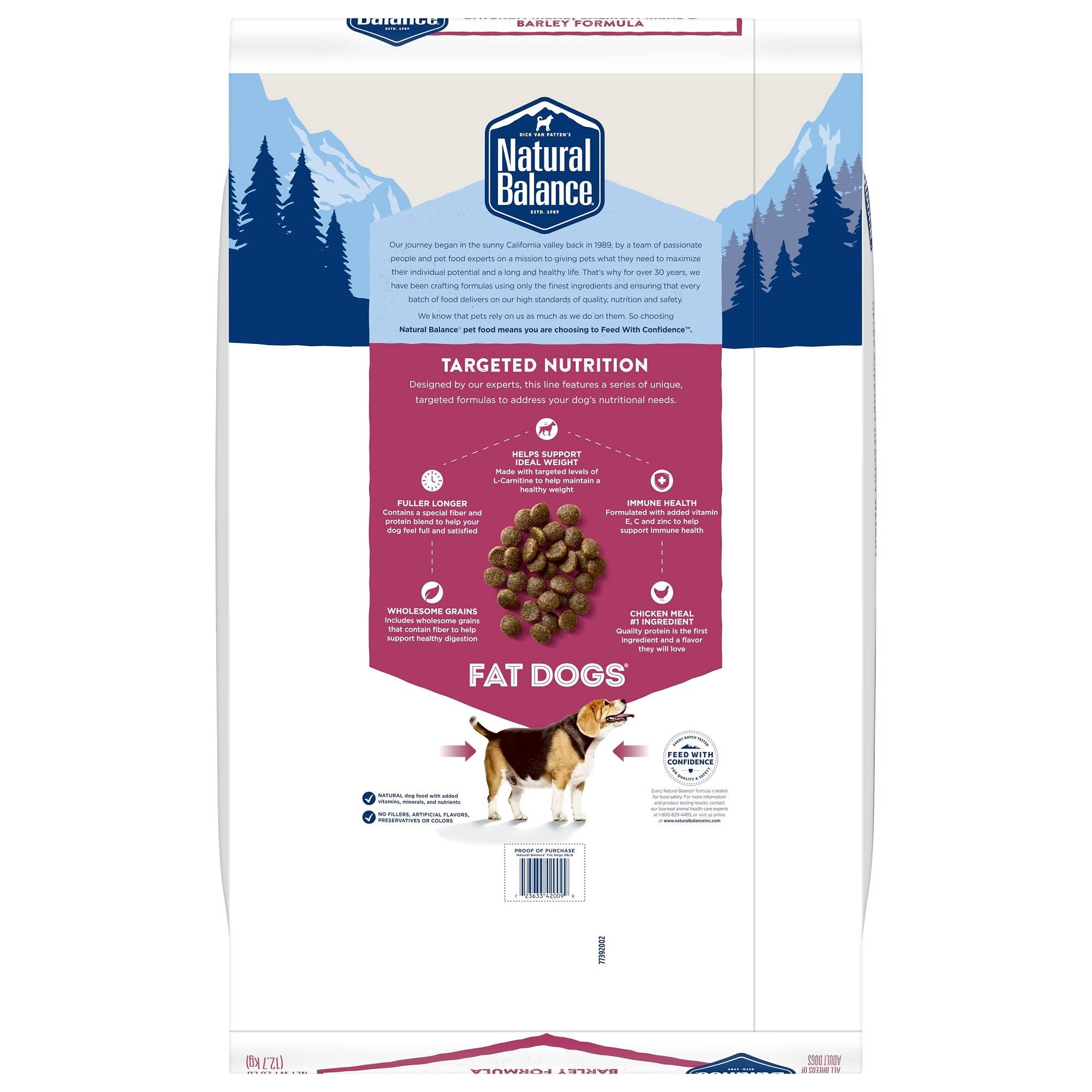Natural Balance Fat Dogs Dog Food, Chicken Meal, Salmon Meal u0026 Barley Formula - 28 lb