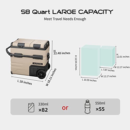 Alpicool TAW45 Portable Freezer, 12 Volt Refrigerator with Wheels, Dual Zone Temperature Control, 47 Quart (45 Liter) 12V Car Fridge Freezer for Travel, Camping, Fishing, Outdoor