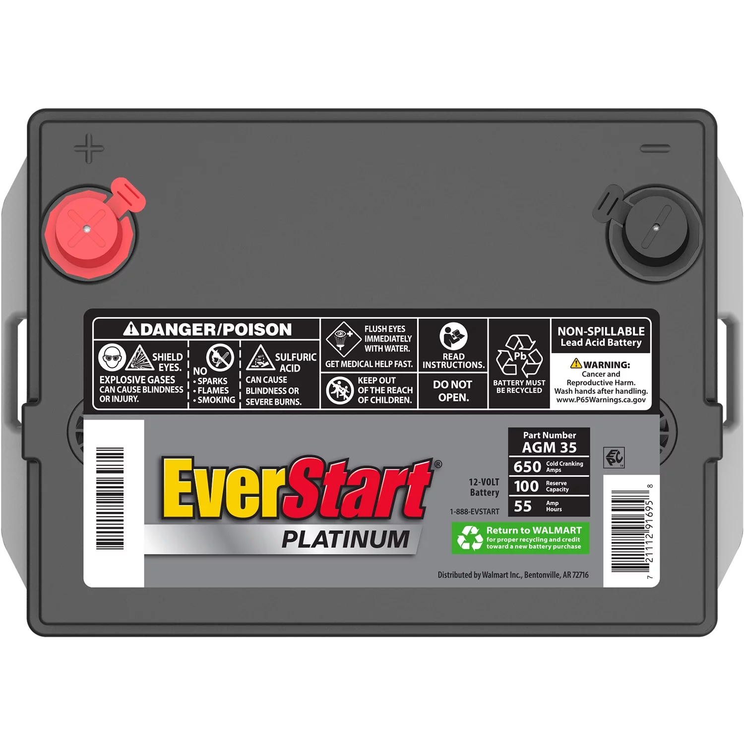 EverStart Platinum AGM Automotive Battery, Group Size 35 12 Volt, 650 CCA