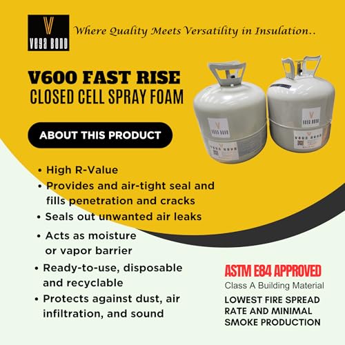 Vega Bond V600 Closed Cell Spray Foam Insulation Kit. 2 Part Foam Sealant 600 BF Coverage Per Kit (Set of 5 Kits)