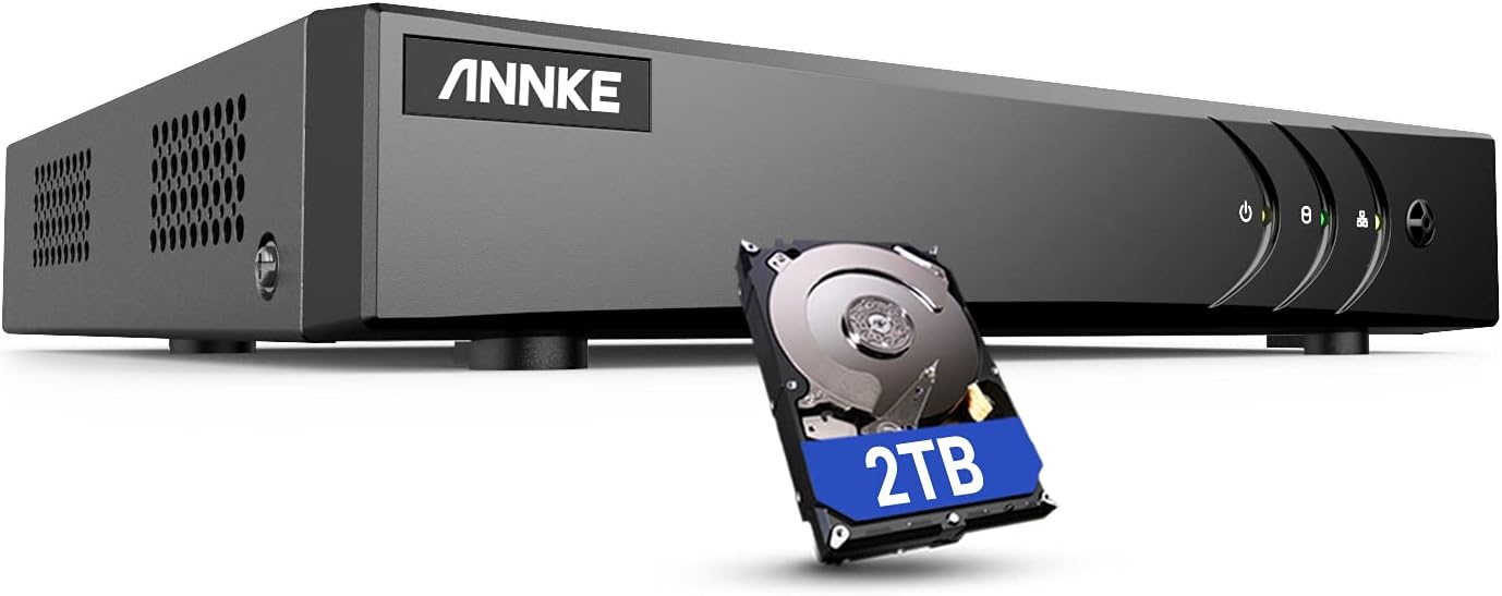 ANNKE 5MP Lite 16 Channel Security Video Recorder with 2TB Hard Drive, H.265+ 5-in-1 Hybrid DVR, Supports 16CH Analog and 2 IP Cameras for Home Business Surveillance, Remote Viewing, Motion Detection