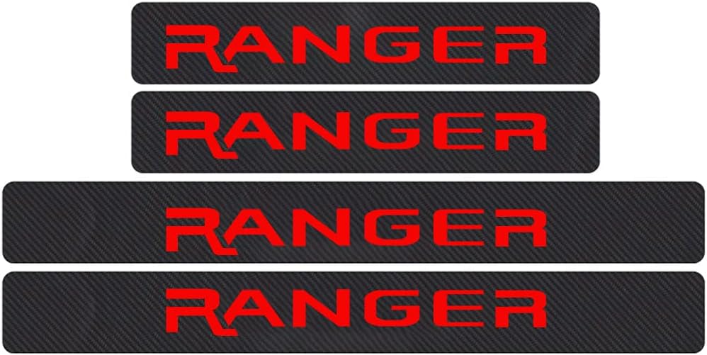 TDOFYH for Ford Ranger Door Sill Protector Reflective Door Sill Scuff Plate Stickers Door Entry Guard 4D Carbon Fiber Sticker Auto Accessories 4Pcs(Red)