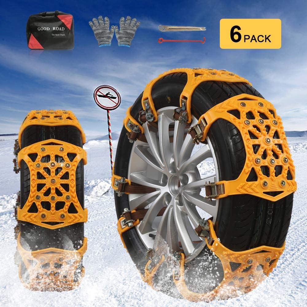Soyond Snow Chains Car Anti Slip Snow Tire Chains Adjustable Anti-Skid Chains Car Tire Snow Chains for Car/SUV/Trucks Tire Width 6.4-10.9" 165-275mm Pack of 2