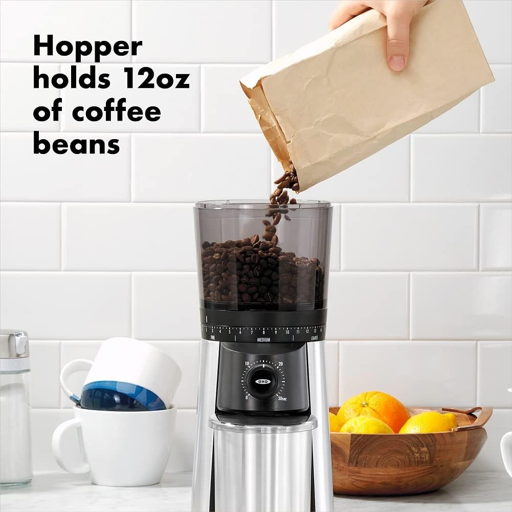 OXO Brew Conical Burr Coffee Grinder, Silver & Steel POP Container Short Rectangle- 1.7 Qt for Brown Sugar, Dried Beans and More,Grey
