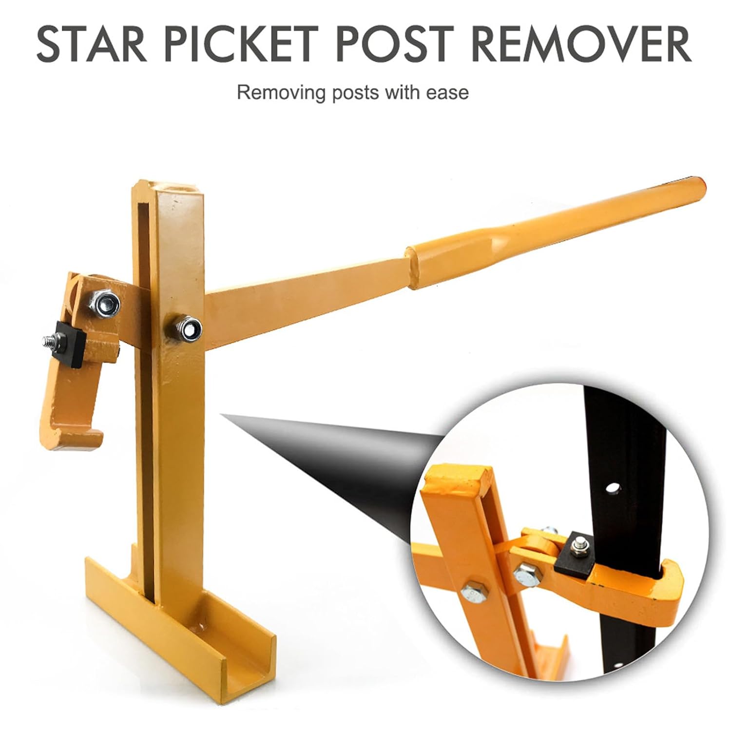 Heavy Duty Post Puller Set with Lifting Chain Puller, Fence Post Remover Puller Stainless Steel Metal Lifter with Handle for Ranch Farm, Wood Post Puller for Round Fence Posts Tree