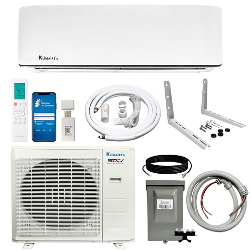 Klimaire Ductless Mini-Split Inverter Air Conditioner Heat Pump System with 15-ft Installation Kit Wall Bracket