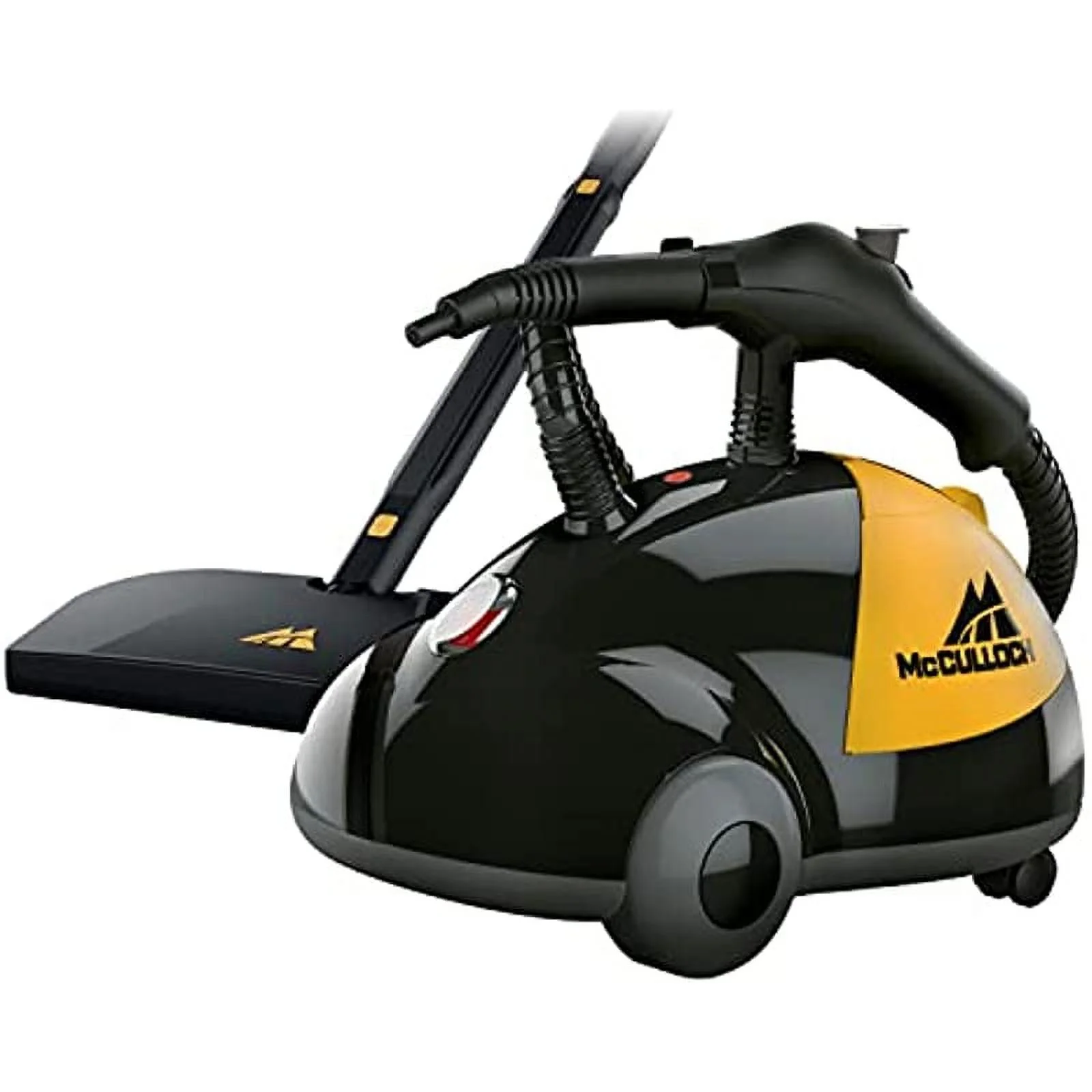 McCulloch MC1275 Heavy-Duty Steam Cleaner with 18 Accessories, Extra-Long Power Cord, Chemical-Free Pressurized Cleaning for Most Floors, Counters, Appliances, Windows, Autos, and More, Yellow/Grey