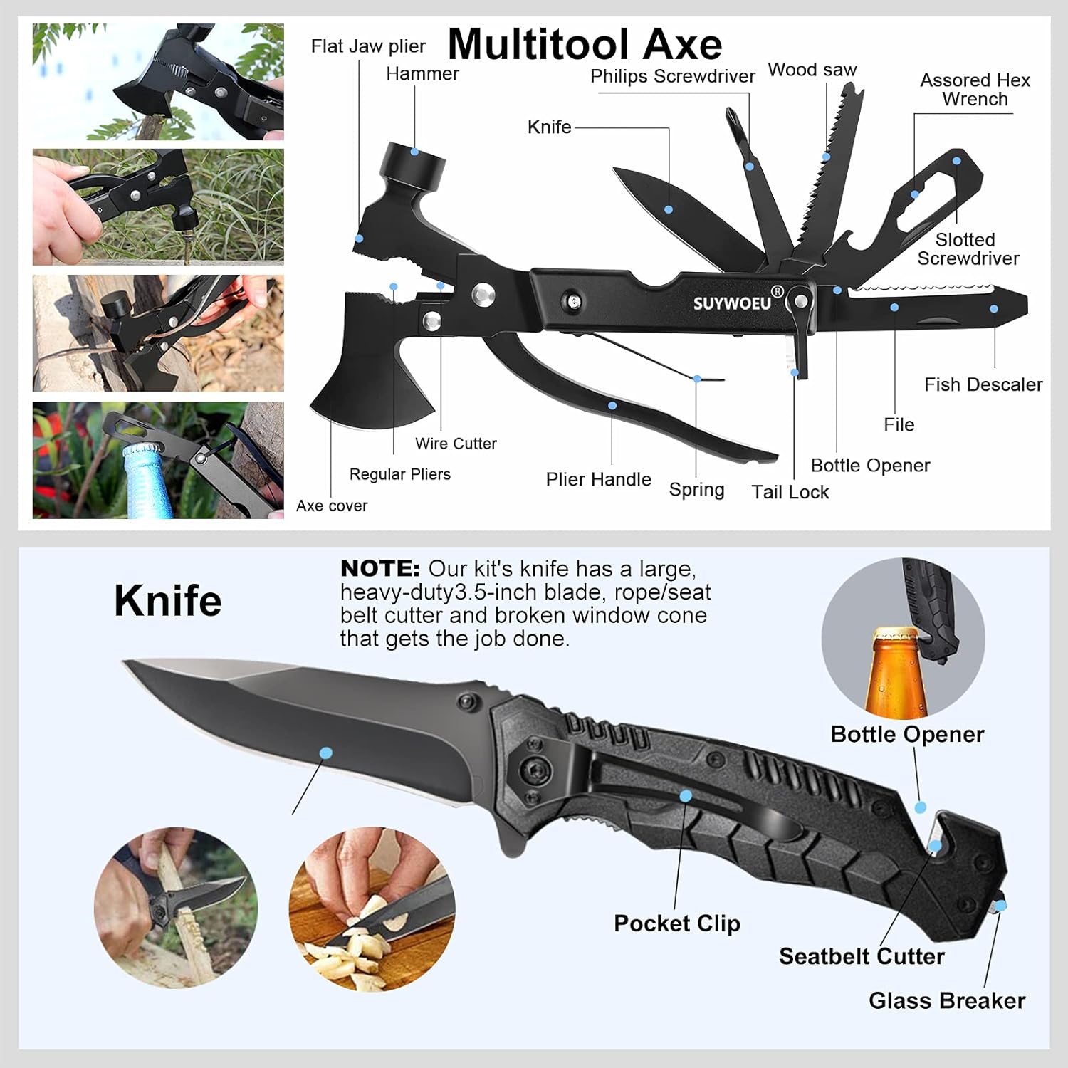 Gifts for Men Dad Husband Fathers Day, Survival Gear and Equipment kit 21 in 1, Professional Cool Gadgets Stuff Tactical Tool, Gift Ideas for Him Teenage Boy Emergency Hunting Outdoors Camping Hiking