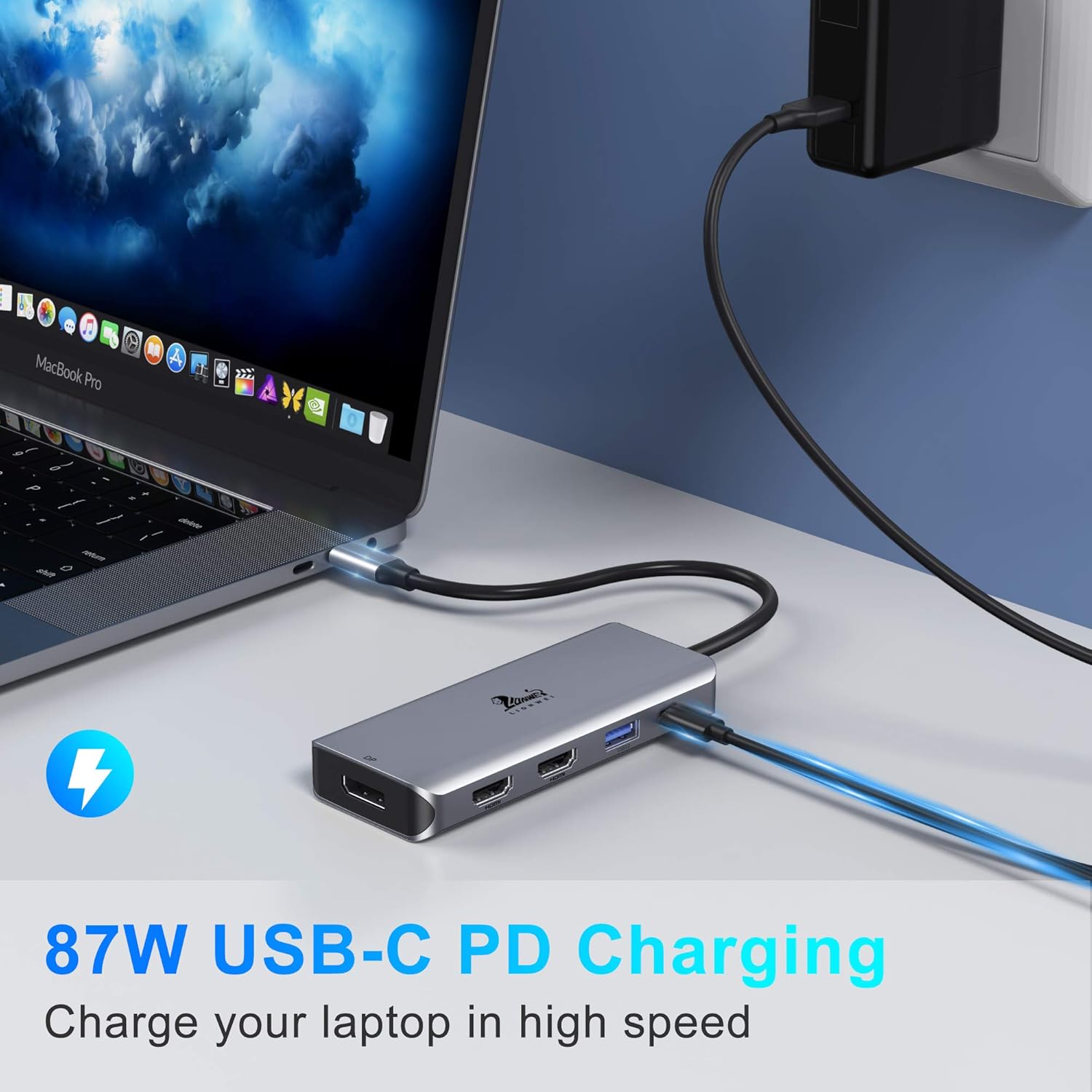 Docking Station, 9-in-1 Triple Display USB C to Dual HDMI Adapter with DisplayPort, 87W PD, 3 USB, SD/TF Card Reader, Docking Station Dual Monitor for Thunderbolt 3/USB-C(DisplayPort) Laptops Pack of 2