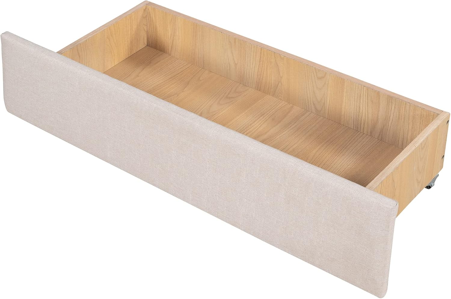 Full Upholstered Daybed Frame with Storage Drawers, Full Size Sofa Bed for Bedroom Living Room Guest Room, Wood Slat Support, Beige