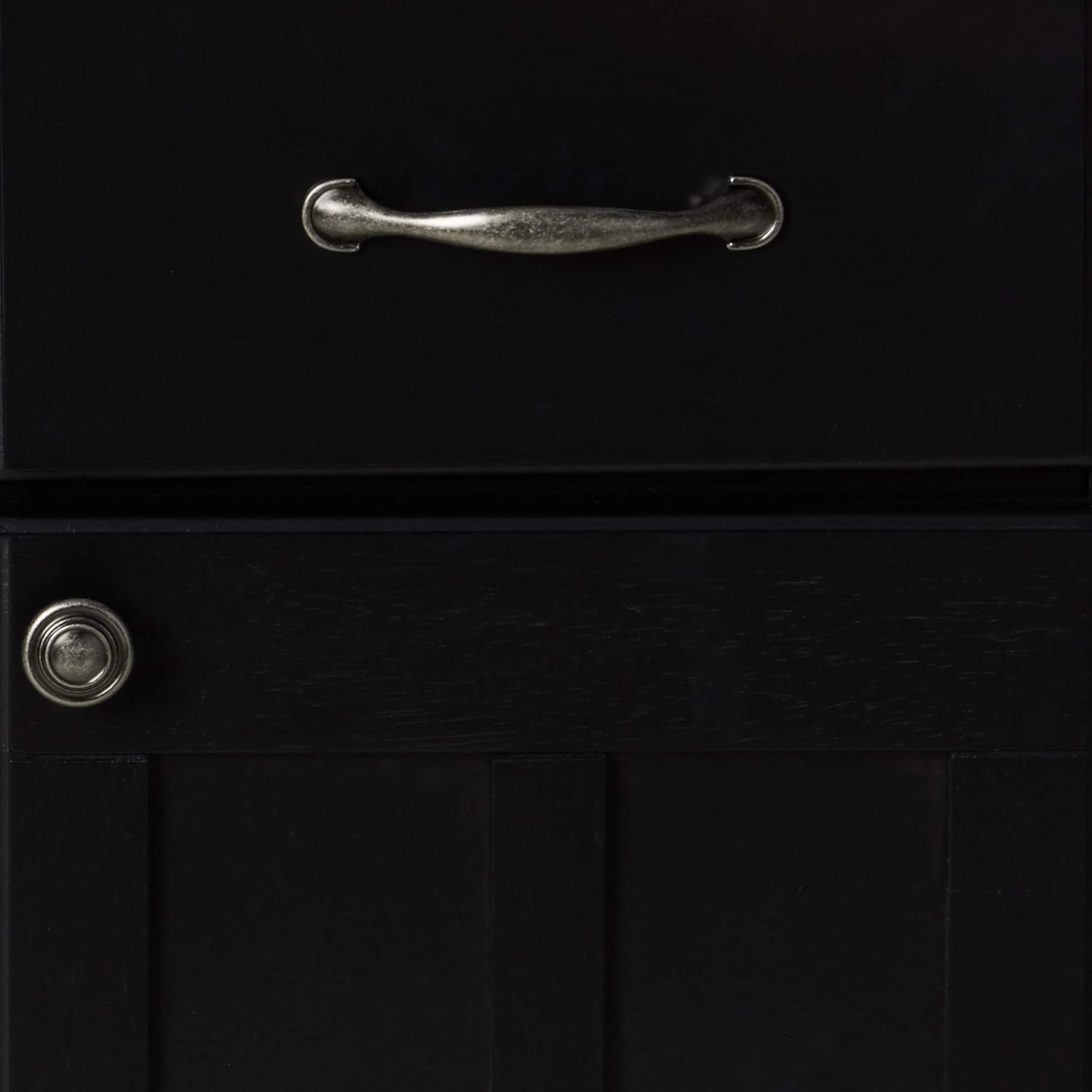 Homestyles Black Natural Wood Top Buffet Server and Hutch