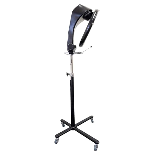 Professional Infrared Hair Color Processor & Multi-Function Dryer Accelerator w/Rolling Base - Heavy Duty Adjustable Standing Hair Dryer - Hair Salon Equipment (Black)
