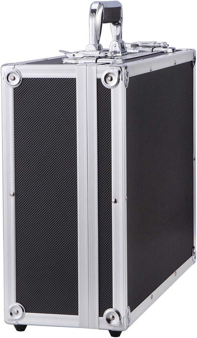 Medium Aluminum Hard Case Briefcase Toolbox Storage Box Tool Case Black Carrying Case Briefcase