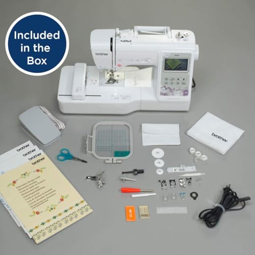 Brother SE600 Sewing and Embroidery Machine, 80 Designs, 103 Built-In Stitches, Computerized, 4" x 4" Hoop Area, 3.2" LCD Touchscreen Display, 7 Included Feet