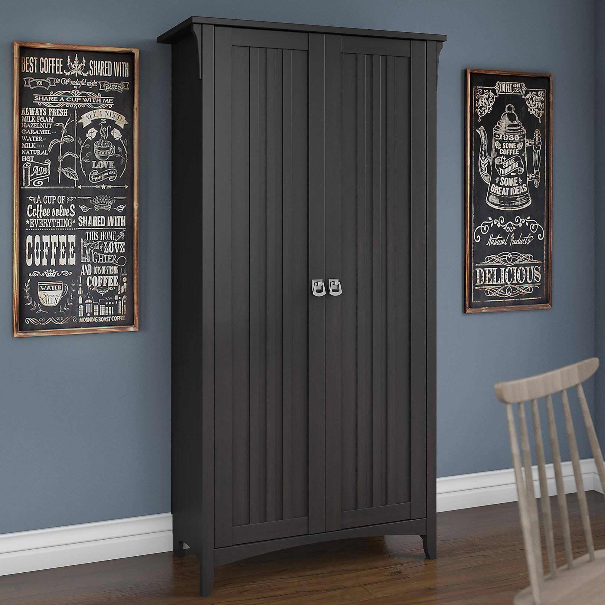 Bush Furniture Salinas Kitchen Pantry Cabinet with Doors in Vintage Black