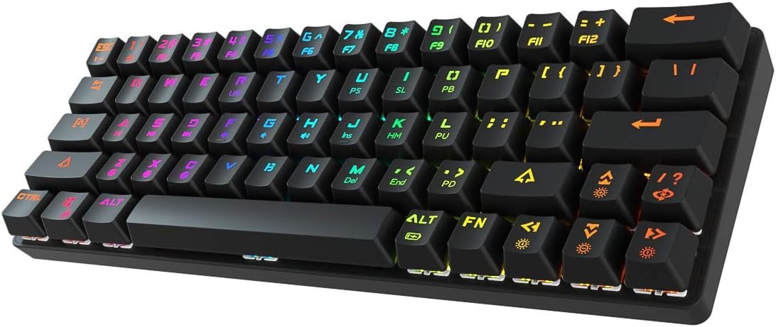 DIERYA DK63 60% Keyboard with Dedicated Arrow Keys, Wireless Wired Mechanical Gaming Computer Keyboard True RGB LED Backlit Bluetooth 5.1 Programmable, Full Anti-Ghosting, 1900mAh Battery