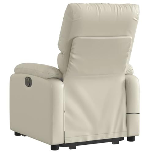 Electric Massaging Chairs Stand up Massage Recliner Chair Cream Faux Leather,Power Lift Massage Recliner with Manual Reclining Function for Elderly Furniture for Living Room