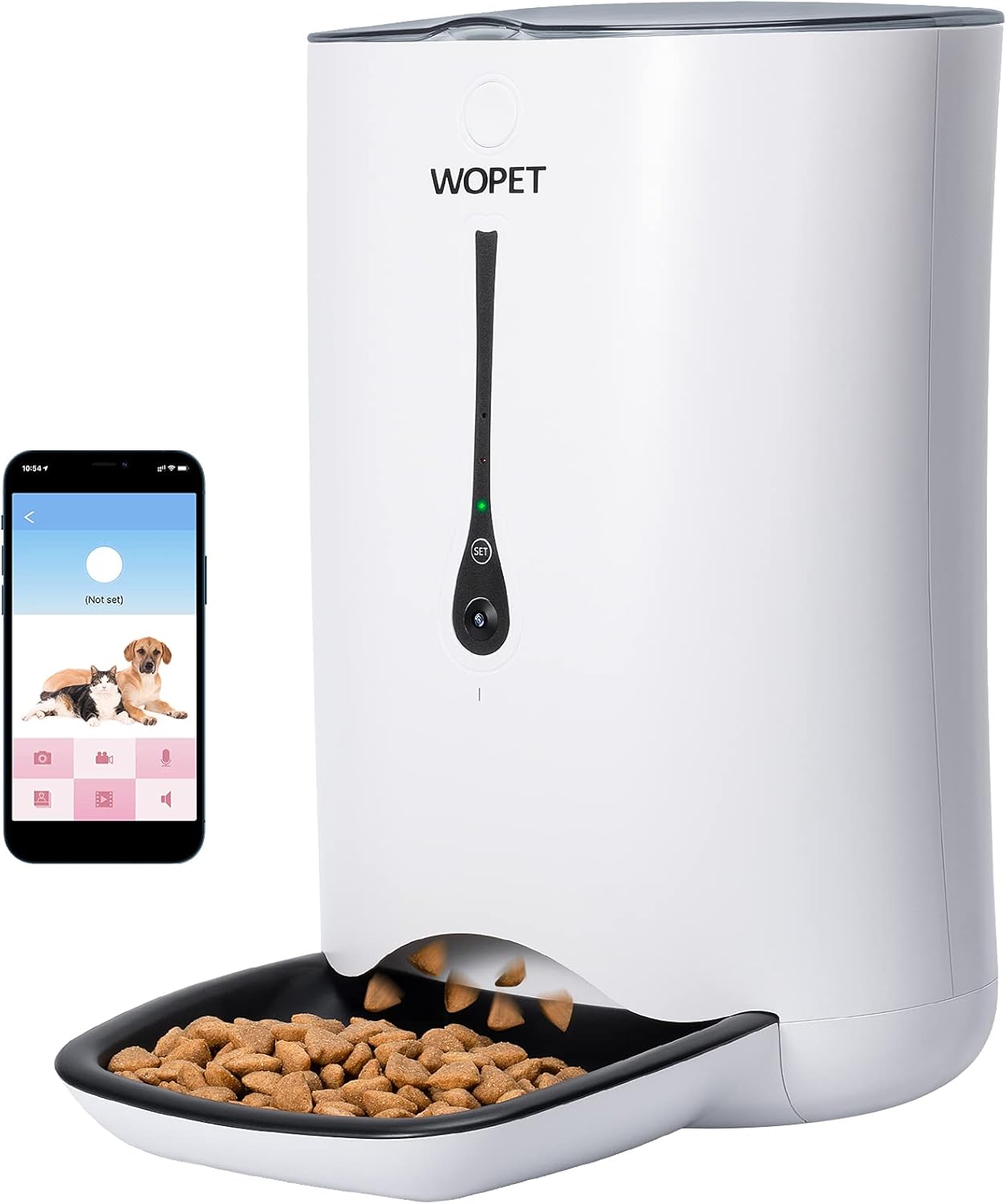 WOPET Automatic Cat Feeder with Camera,7L App Control Smart Feeder Cat Dog Food Dispenser,6-Meal Auto Pet Feeder with Timer Programmable,HD Camera for Voice and Video Recording