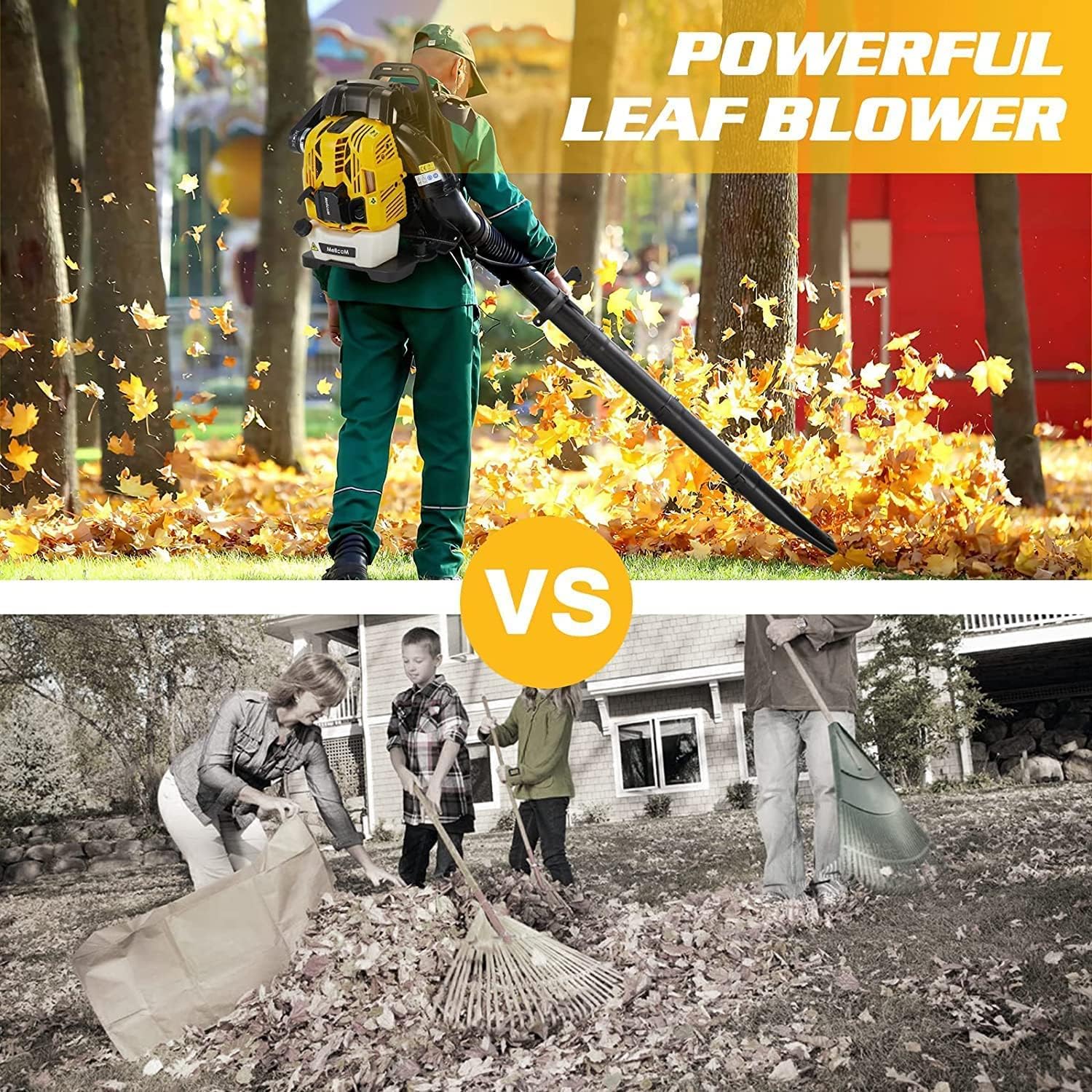 DNYKER Backpack Leaf Blower, 52cc 2-Cycle Gas Leaf Blower, 650 CFM Cordless Handheld Leaf Blower with Nozzle Extension for Lawn Care, Snow Debris and Dust Removal