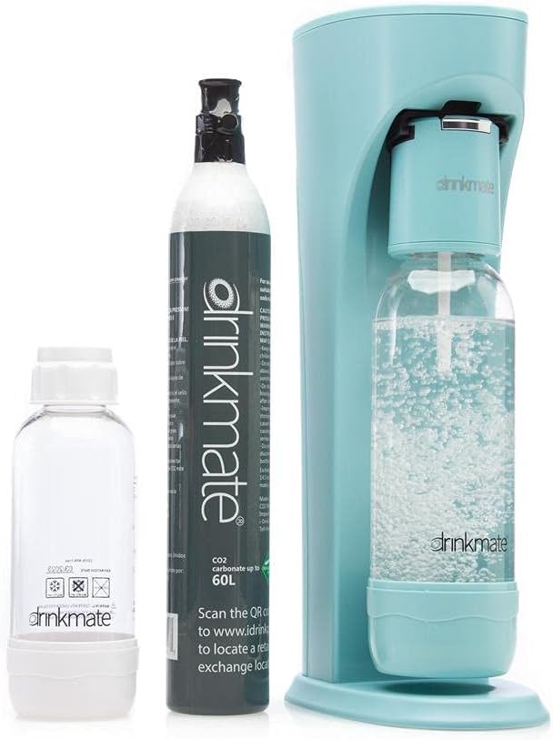 Drinkmate Sparkling Water and Soda Maker, Carbonates Any Drink, Special Bundle - Includes 60L CO2 Cylinder, Two Carbonation Bottles, and Fizz Infuser - Matte Black