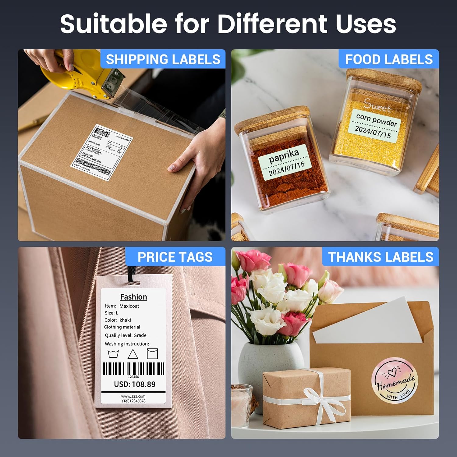 Phomemo Bluetooth Thermal Label Printer, 4x6 Thermal Shipping Label Printer for Small Business, 245-BT Bluetooth Shipping Label Printer for Shipping Packages, Compatible with iPhone, USPS, Amazon