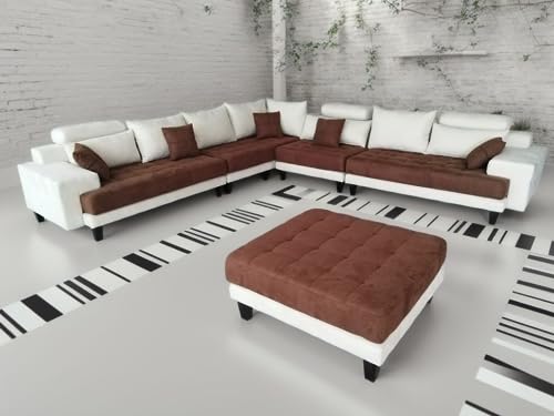 Stendmar Large 5-PieceL shape Living Room/Family Room Reversible Contemporary High Back Support Grey Microfiber Fabric Sectional Couch Sofa Set S150D20