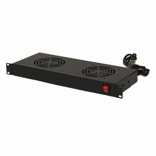 Navepoint Rack Cabinet Mounted Server Two Fan Unit Cooling System with 2 Fans 110V Blk 1U