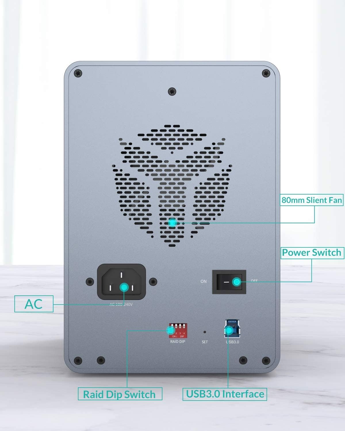 4 Bay Hard Drive Enclosure,Yottamaster Aluminum Alloy 2.5/3.5 USB3.0 to SATA3.0 External HDD SSD Storage Enclosure,Support 4 x 18 TB Capacity,Ideal for Enterprise-Class Storage Solution[FS4U3]