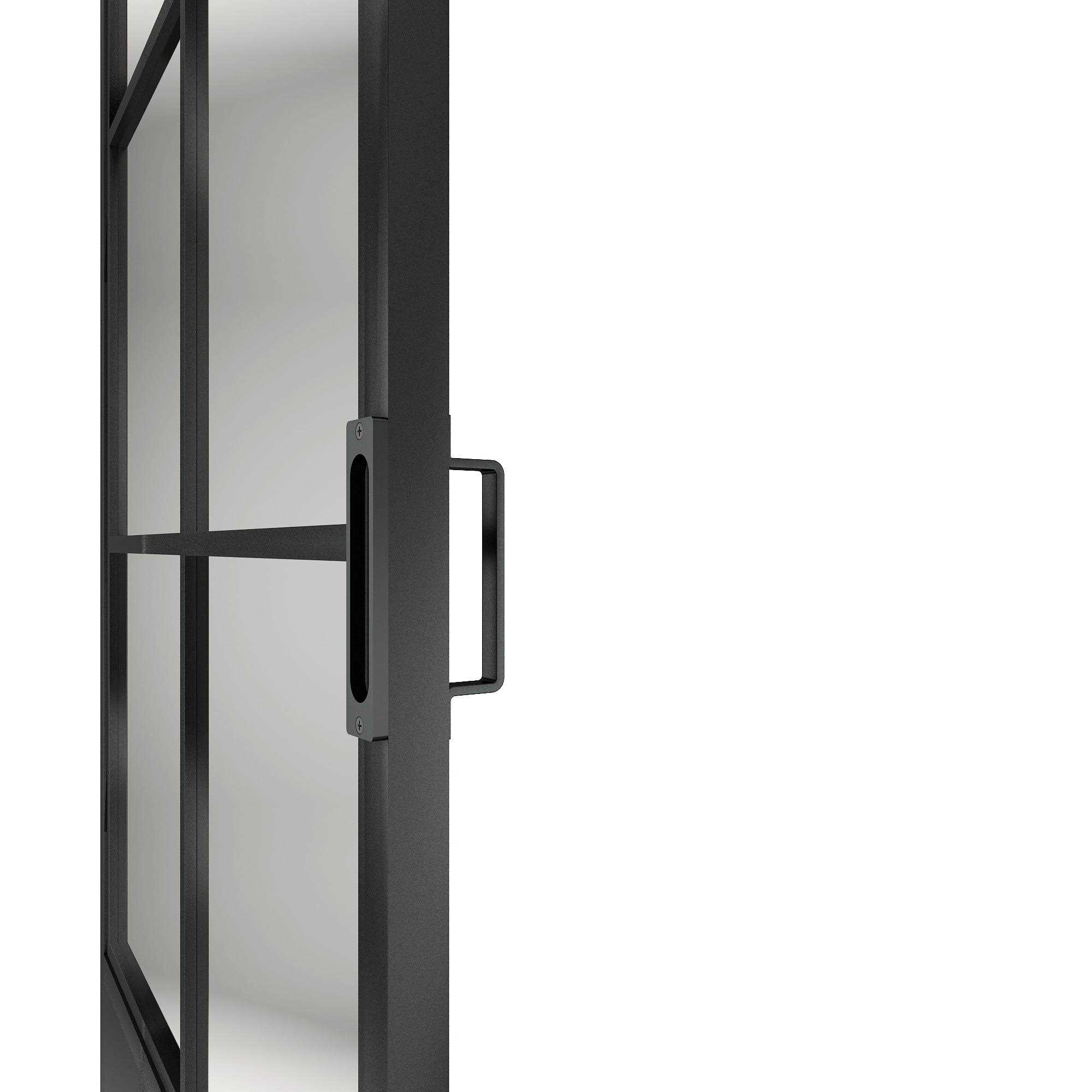 CALHOME 37-in x 84-in Black Glass Steel Single Barn Door