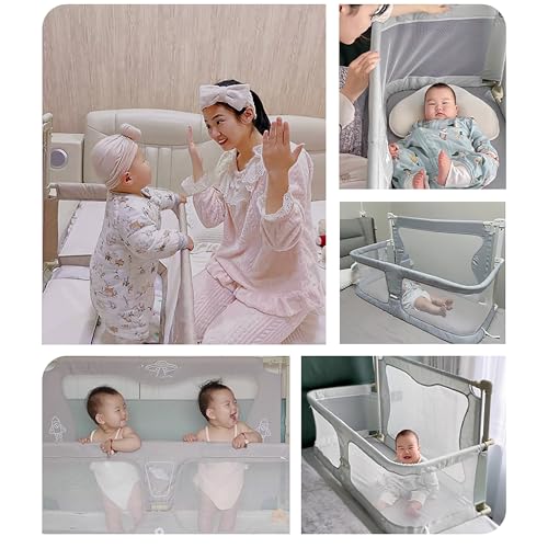 3 in 1 Baby bassinets bedside sleeper, co sleeping bed for baby, for co sleeper for baby in bed, Portable Crib, breathable and visible mesh window,soft washable liner cover and sturdy aluminum alloy (