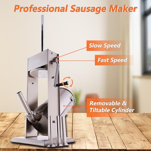 Hakka 15 Lb/7 L Sausage Stuffer 2 Speed Stainless Steel Vertical Sausage Maker