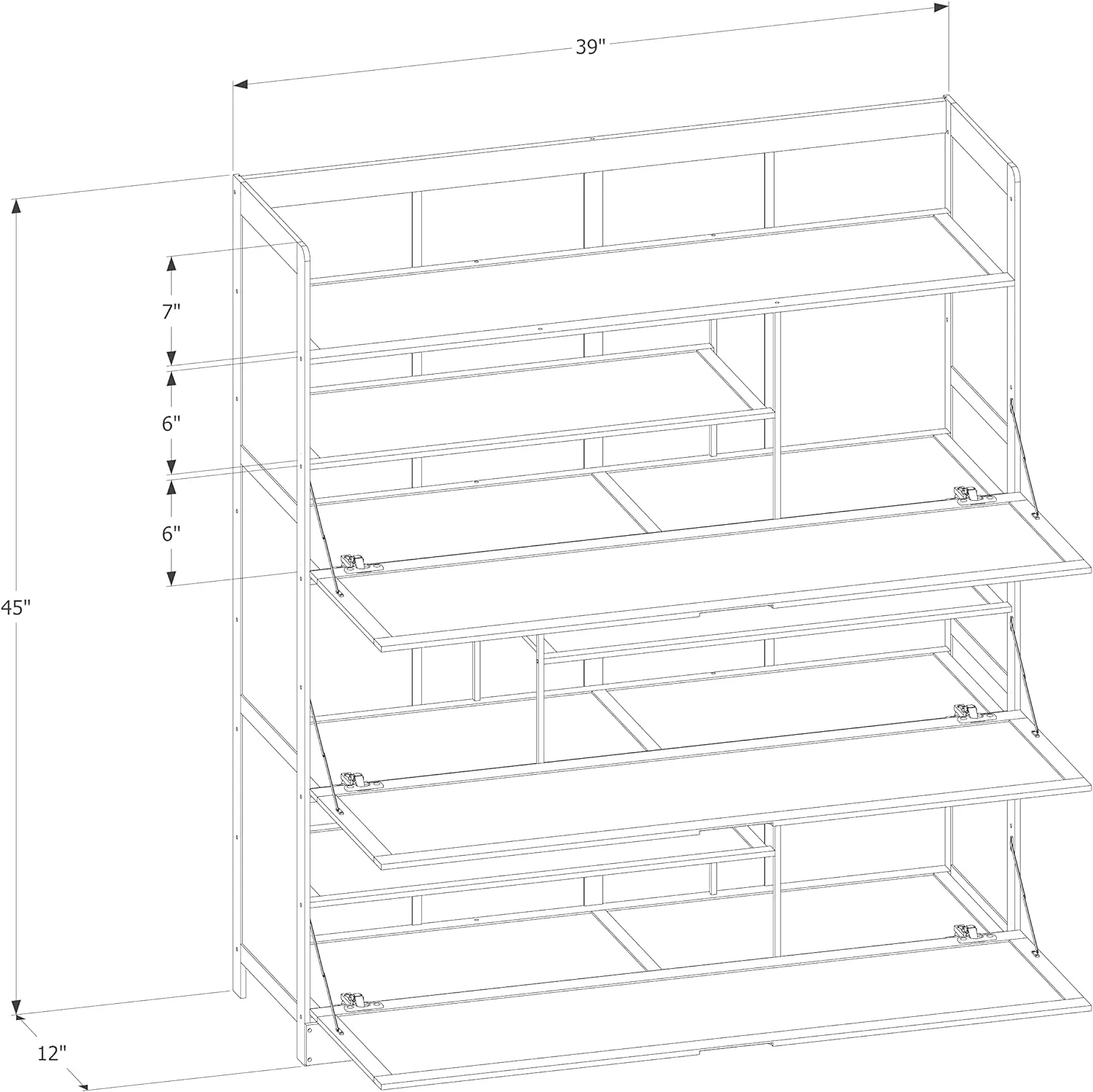 7 Tier Shoe Storage Organzier, Bamboo Boots Cabinet With Pull-Down Doors Sneakers Rack Organizer For 26-30 Pairs Entryway Hallway Mudroom, Brown