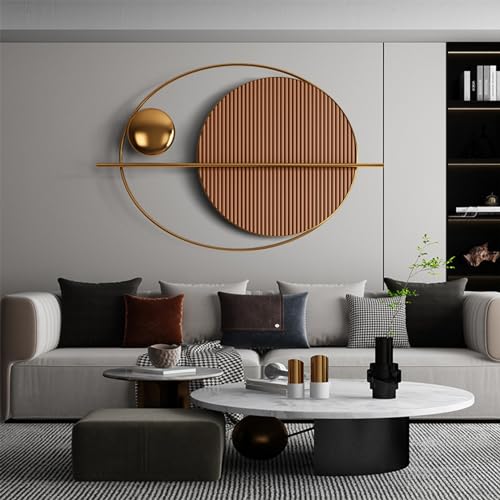 YUDACHU Metal Wall Art Gold Wall Decor for Living Room, Modern Creative Geometric Round Wall Art Decor 59" × 19.6" Large 3D Wall Accents for Bedroom, Dining Room, Wall Sculptures